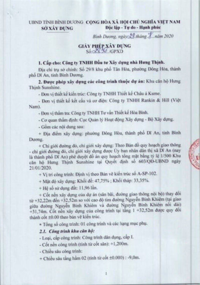 Giấy phép xây dựng dự án căn hộ Art Stella